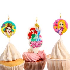 Свеча в торт набор "С Днем Рождения!", Принцессы Disney