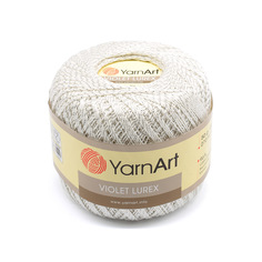 Пряжа YarnArt Violet Lurex 50г, 282м, хлопок, металлик, 1000 белый, серебро, 6 мотков