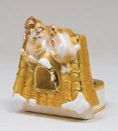 15837 Подсвечник гипсовый "Коты на крыше" зол. Art East
