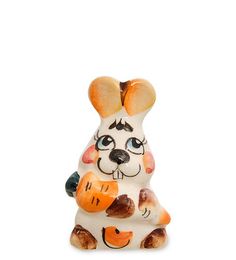 Фигурка "Зайчонок с морковкой" цв. (Гжельский фарфор) ГЛ-848 113-7010995 No Brand