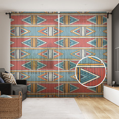 Шторы и тюль JoyArty Цветы с листьями на голубом фоне tul_414062_145x265