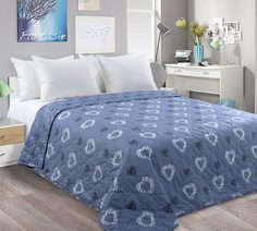 Покрывало Валери 3 Син из перкали 200х210 стеганое Текс Дизайн