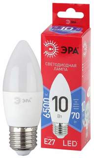 Лампа светодиодная ЭРА, E27, 10W, 6500K, "Свеча", арт. 734625 - (10 шт.) ERA
