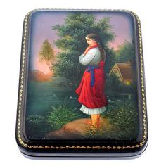 Шкатулка с лаковой миниатюрой «Русская краса» Russia The Great