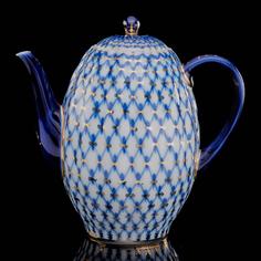 Кофейник «Кобальтовая сетка». Форма Тюльпан. ИФЗ Императорский Фарфоровый Завод