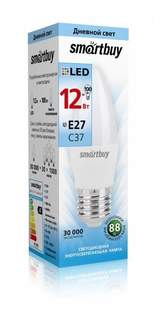 Лампа светодиодная SMARTBUY, E27, 12W, 4000K, "Свеча", арт. 759121 - (10 шт.)