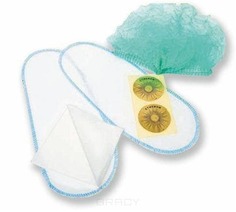 Комплект для солярия Igrobeauty женский стикини, тапочки, салфетка, шапочка шарлотта белая