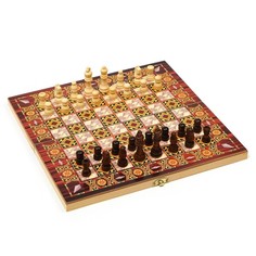 Настольная игра 3 в 1 "Узоры": нарды, шашки, шахматы, 29 х 29 см No Brand