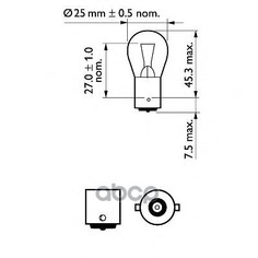 Лампа P25 Vision 12v 18w Ba1/А15s Cp Philips арт. 12445CP