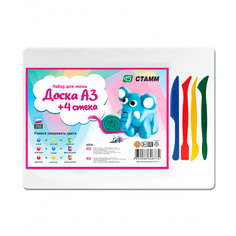 Набор для лепки Стамм, доска А3+4 стека, пластик, белый арт. 324061, 3 упак.