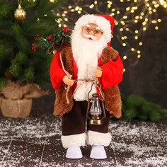 Новогодняя фигурка Зимнее волшебство Дед Мороз двигается ботинки светятся 6938385 1 шт.
