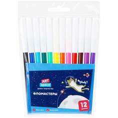 Набор фломастеров Artspace "Космические Приключения", арт. 308030, 12 цв х 10 упак.