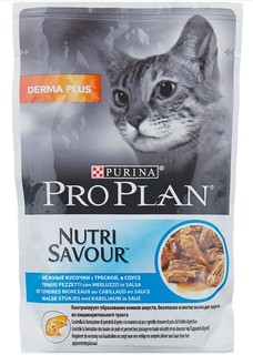 Влажный корм для кошек Pro Plan Nutrisavour Derma Plus с треской, 85 г