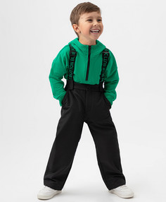 Брюки утепленные демисезонные с подтяжками черные Button Blue 222BBBMC64020800 р.98