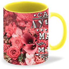 Кружка желтая CoolPodarok Самая лучшая мама в мире цветы