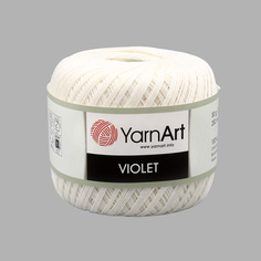 Пряжа YarnArt Violet, 50 г, 282 м 100% мерсеризованный хлопок 003 белый, 6 мотков