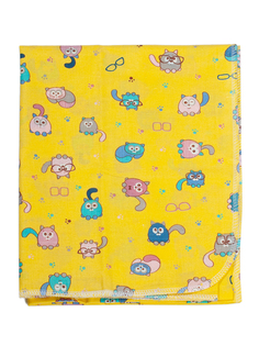 Пеленка ситцевая для новорожденных Вариации. Коты, цвет: желтый, 90х120 см, 1 штука Чудо Чадо
