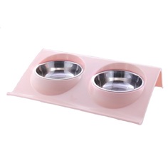 Миски для животных, двойная, металлическая, розовая, 29х18,5х6,2 см, Pets & Friends