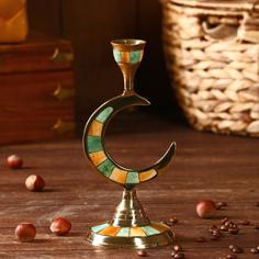 Подсвечник Месяц латунь, перламутр 8,5х8,5х19,5 см No Brand