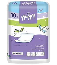 Пеленки детские Bella Baby Happy Classic 60 х 60 см, 10 шт.