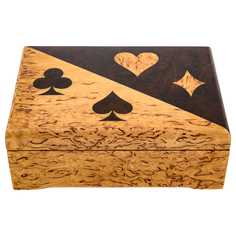 Шкатулка деревянная с игральными картами и ручкой No Brand