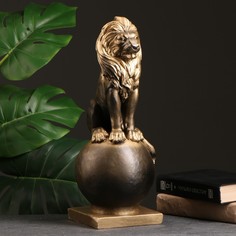 Копилка "Лев на шаре малый" черное золото, 42х17х16см Хорошие сувениры