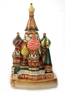 Подарочный цветной штоф с золотом Храм Василия Блаженного, 0,7 л Лефортовский Фарфор