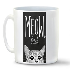 Кружка белая CoolPodarok MeoW bitch Кот