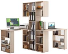 Компьютерный стол со стеллажем МФ Владимир Феликс-355 ФКС-355 корпус/фасад дуб молочный