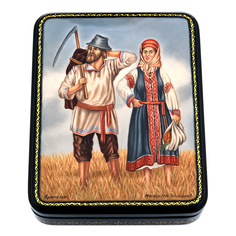 Шкатулка с художественной росписью «Крестьяне» Russia The Great