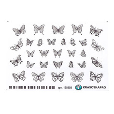 Набор KrasotkaPro 3D-стикер для ногтей Бабочки, белый, 3 шт.