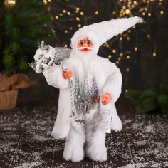 Новогодняя фигурка Зимнее волшебство Дед Мороз с пайетками и с фонариком 7856751 1 шт. No Brand