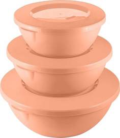 Миска салатник с крышкой HELSINKI набор 1л 2л 3л персиковая карамель PT128010040 Plast tea No Brand