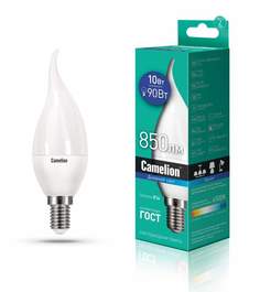 Лампа светодиодная CAMELION, E14, 10W, 6500K, "Свеча на ветру", арт. 791757 - (10 шт.)