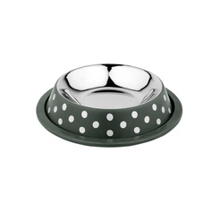 Миска нескользящая DUVO+ Деко, зелёная в белый горох, 150мл