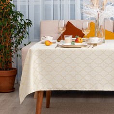 Скатерть Этель Узор бежевый, 142x220 /-3 , 115 ±10 гр, 100%