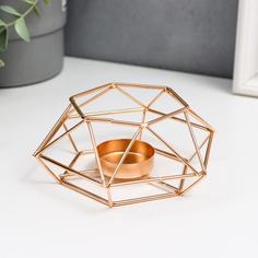 Подсвечник металл на 1 свечу Шестигранник золото 5,5х13х11,5 см No Brand