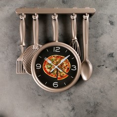 Часы настенные, : Кухня, Кухонная утварь, плавный ход, 32 х 34 см, бронзовые No Brand
