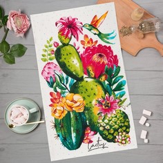 Полотенце кухонное Кактусы 35х60 Доляна