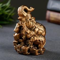 Фигура "Слон со слоненком на деньгах" бронза, 7х10х6см Хорошие сувениры