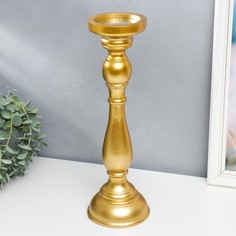 Подсвечник дерево на 1 свечу Оскар золотой 36,5х10х10 см No Brand