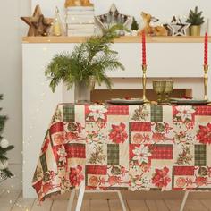 Скатерть Доляна Новый год: Новогодние игрушки 145x180 /- 2 , 100% п/э