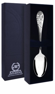 Ложка чайная Роза из серебра с эмалью АргентА