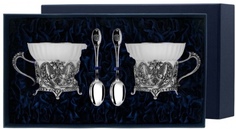 Набор чашек чайных Герб+ ложки из серебра 4 предмета АргентА