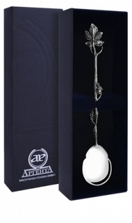 Ложка чайная Виноград из черненого серебра АргентА