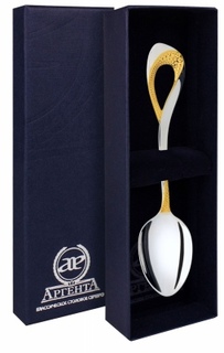 Ложка чайная Мимоза из серебра с позолотой АргентА