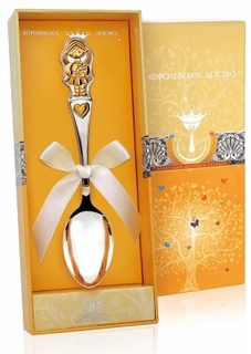 Ложка чайная Девочка из серебра с позолотой АргентА