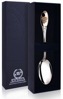 Ложка чайная Единство из серебра с позолотой АргентА