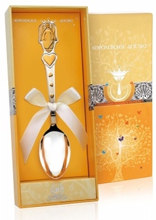 Ложка чайная Ангел из серебра с позолотой АргентА
