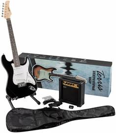 Электрогитара в наборе TERRIS TPACK-1 BK комбо, чехол, стойка, кабель, ремень